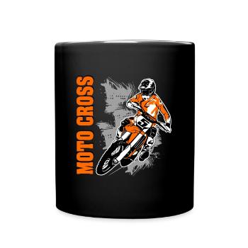 Moto Cross - Motocross - Supercross - Tasse einfarbig - Schwarz - Vorne