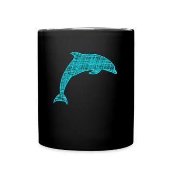 Delfin Dolphin - Tasse einfarbig - Schwarz - Vorne