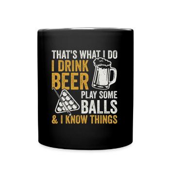 Billard Bier Billardkugel Billardspieler - Tasse einfarbig - Schwarz - Vorne