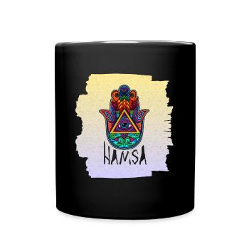 Yoga Namaste Fluchschutz Hindu Buddhismus - Tasse einfarbig - Schwarz - Vorne