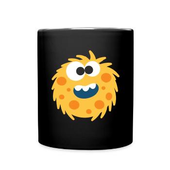 Yellow Fluffy Monster - Full Colour Mug - black - Front