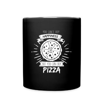 Happy Pizza - Tasse einfarbig - Schwarz - Vorne