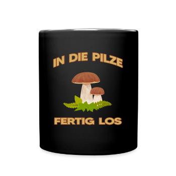 pilzzeit pilzsammler sammelt pilze - Tasse einfarbig - Schwarz - Vorne