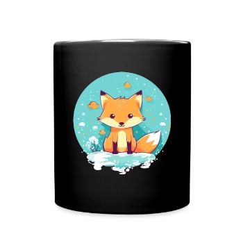 Niedlicher Fuchs Winter Schnee - Tasse einfarbig - Schwarz - Vorne