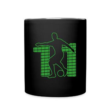 Fußball soccer sport Fußballer Fußballplatz NR.11 - Tasse einfarbig - Schwarz - Vorne