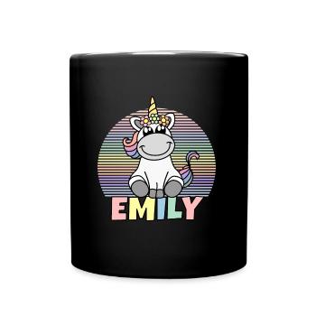 Emily Unicorn Name - Full Colour Mug - black - Front