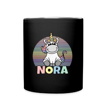 Nora Einhorn Name - Tasse einfarbig - Schwarz - Vorne