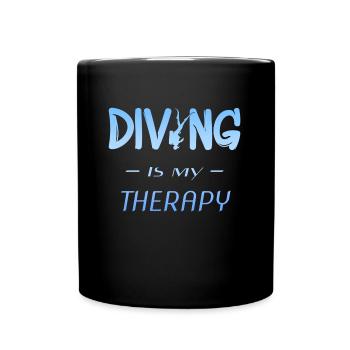 Diving is my therapy - Tasse einfarbig - Schwarz - Vorne