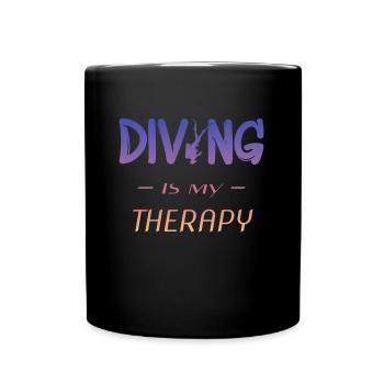 diving is my therapy - Tasse einfarbig - Schwarz - Vorne