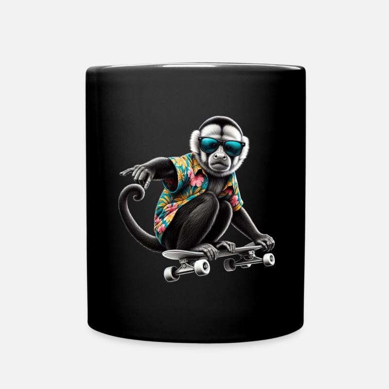 Ein cooler Affe auf einem Skateboard - Tasse einfarbig - Schwarz