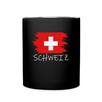 Schweiz Swiss - Tasse einfarbig - Schwarz - Vorne