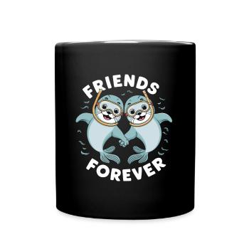 Two Funny Seals Seals Friends Forever - Full Colour Mug - black - Front