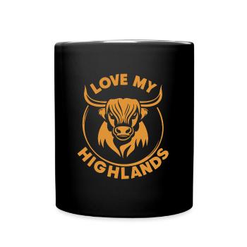 Meine Highlands Rinder ich liebe Highlands - Tasse einfarbig - Schwarz - Vorne