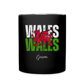 Drapeau du Pays de Galles, fierté galloise - Mug uni - noir - Devant