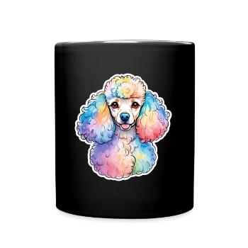 Pudel Wasserfarben - Tasse einfarbig - Schwarz - Vorne