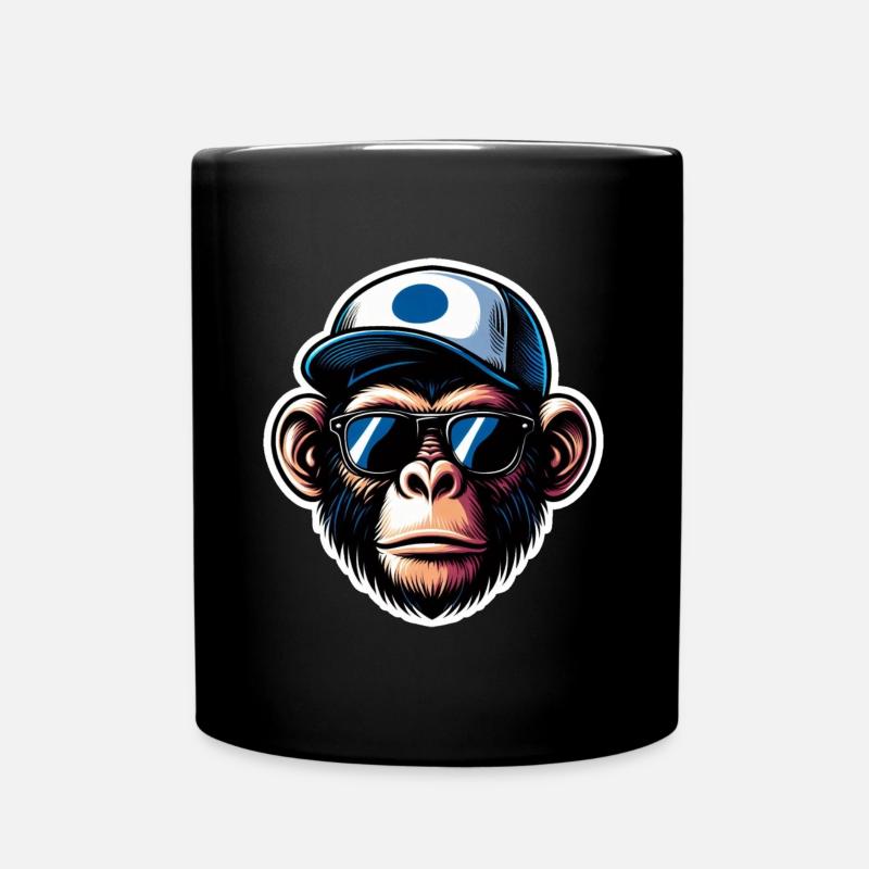 Affe Brille Cap - Tasse einfarbig - Schwarz