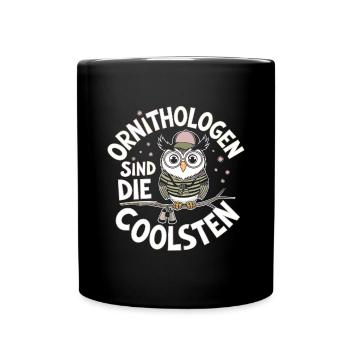 Ornithologen sind die Coolsten lustige Eule - Tasse einfarbig - Schwarz - Vorne