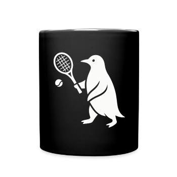Minimalistischer Pinguin Tennisspieler - Tasse einfarbig - Schwarz - Vorne
