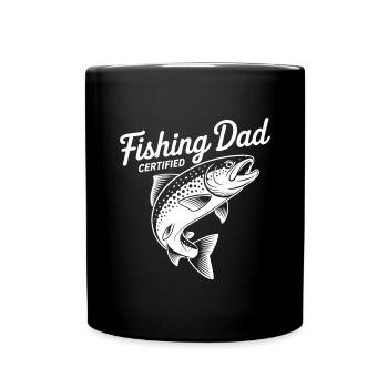 Bester Angelpapa Best Fishing Dad Approved - Tasse einfarbig - Schwarz - Vorne