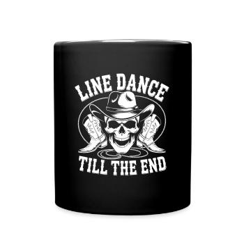 Line Dance bis zum Ende Linedance Motiv mit Skull - Tasse einfarbig - Schwarz - Vorne