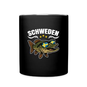 Schweden Angeln - Tasse einfarbig - Schwarz - Vorne