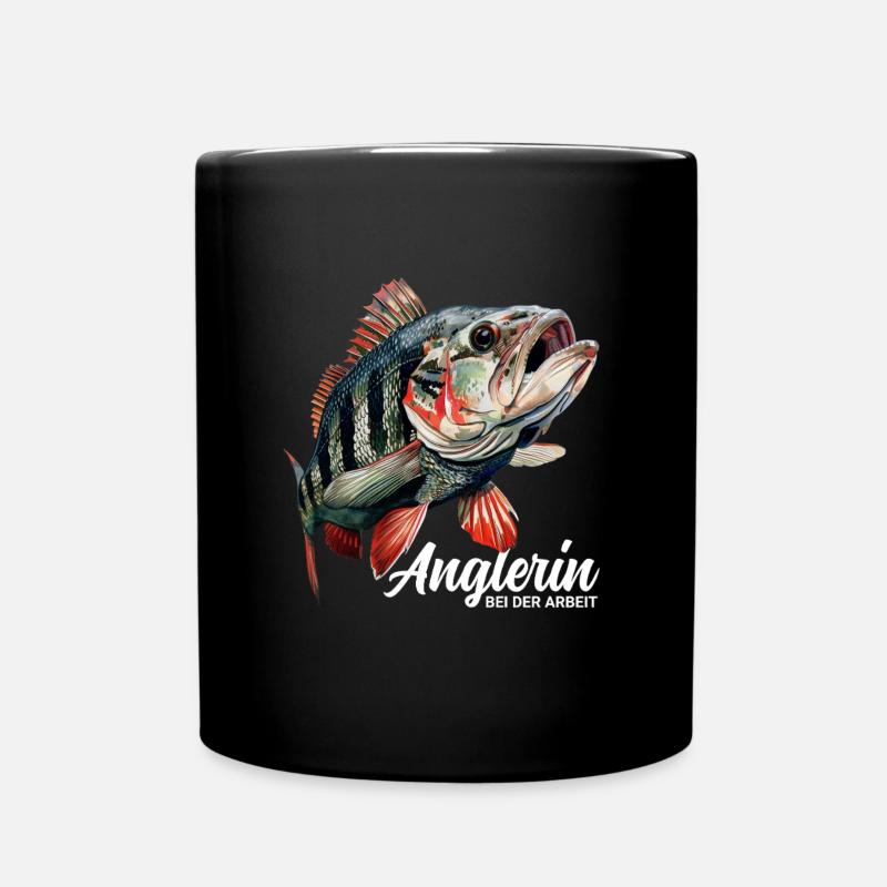 Anglerin - Tasse einfarbig - Schwarz