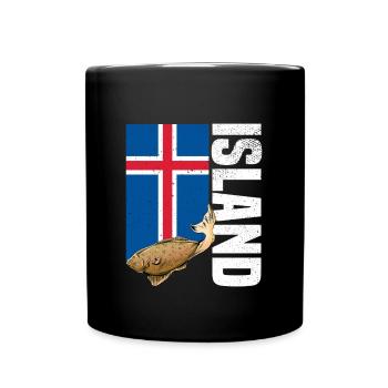 Island Angeln - Tasse einfarbig - Schwarz - Vorne