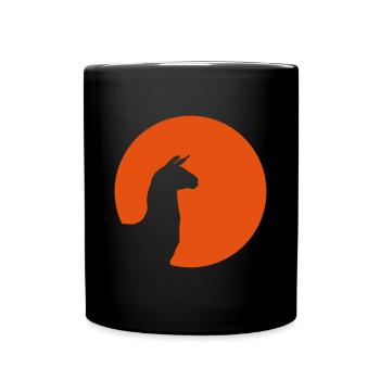 Lama alpaga coucher de soleil - Mug uni - noir - Devant
