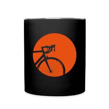 Rennrad vor Mond - Tasse einfarbig - Schwarz - Vorne