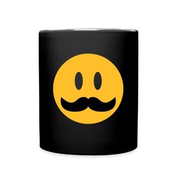 funny emoji with mustache - Full Colour Mug - black - Front
