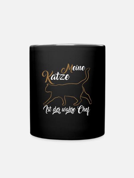 Katzen Haustier Katze Meine Katze ist der Chef - Tasse einfarbig - Schwarz