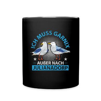 Julianadorp Niederlande Strand Möwen - Tasse einfarbig - Schwarz - Vorne