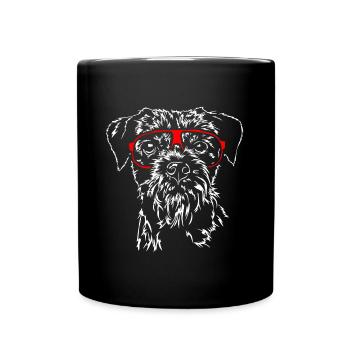 BORDER TERRIER drôle lunettes chiens wilsigns - Mug uni - noir - Devant