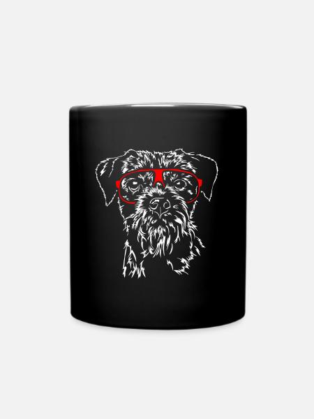 BORDER TERRIER funny glasses dogs Wilsigns - Full Colour Mug - black