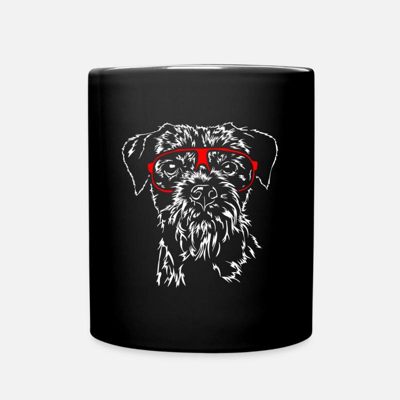 BORDER TERRIER funny glasses dogs Wilsigns - Full Colour Mug - black
