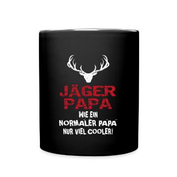 Jäger Papa wie ein normaler Papa nur viel cooler - Tasse einfarbig - Schwarz - Vorne