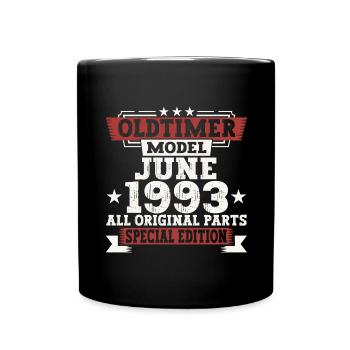 Oldtimer Juni 1993 Geburtstag Geschenk Herren Fun - Tasse einfarbig - Schwarz - Vorne