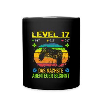 Geburtstag Gamer Level 17 Geburtstagsshirt Männer - Tasse einfarbig - Schwarz - Vorne