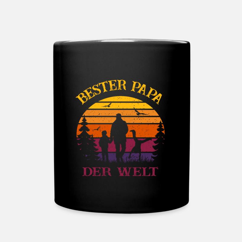 Bester Papa der Welt - 2 Kinder - retro - Vatertag - Tasse einfarbig - Schwarz