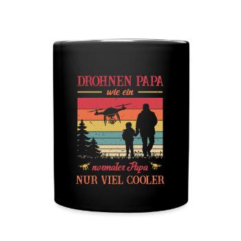 Drohnen Papa - wie ein normaler Papa, nur cooler - Tasse einfarbig - Schwarz - Vorne