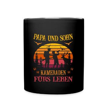 Jäger - Papa und Sohn Kameraden fürs Leben - Tasse einfarbig - Schwarz - Vorne