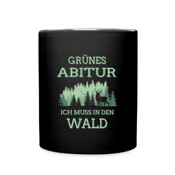 Jäger Grünes Abitur mit Hirsch - Jagdschein - Tasse einfarbig - Schwarz - Vorne