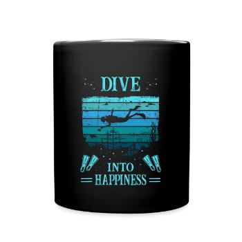 Diver - Scuba Diving - Dive Into Happiness - Tasse einfarbig - Schwarz - Vorne