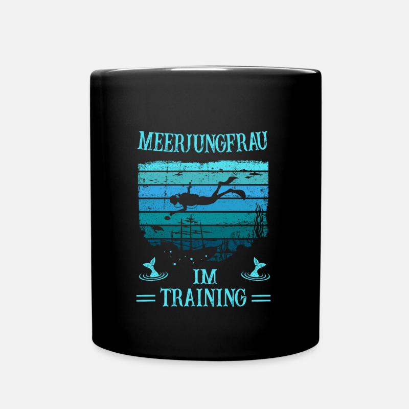 Tauchen - Meerjungfrau im Training - Taucherin - Tasse einfarbig - Schwarz