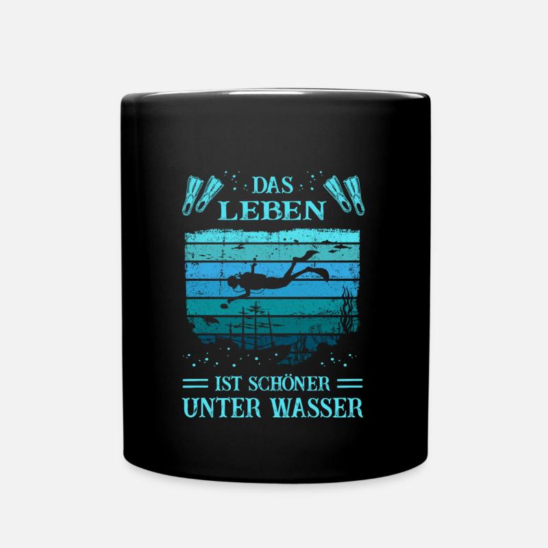 Taucher - Das Leben ist schöner unter Wasser - Tasse einfarbig - Schwarz