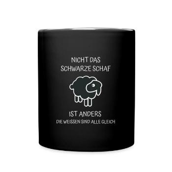 Schafe - Nicht das schwarze Schaf ist Anders - Tasse einfarbig - Schwarz - Vorne