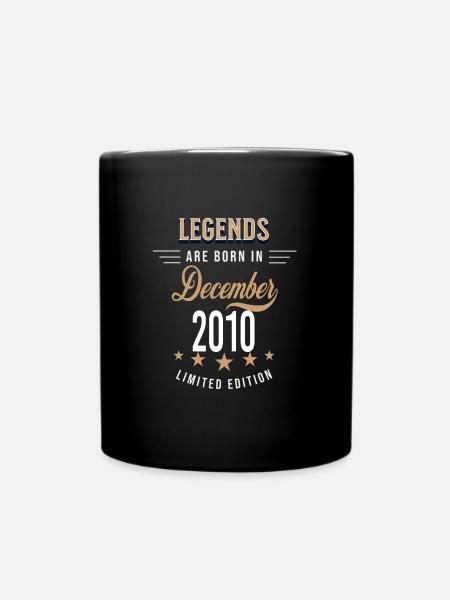 Legends are born in December 2010 - Full Colour Mug - black