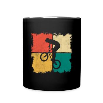BMX Fahrrad Retro Motiv Freestyle BMX Fahrer - Tasse einfarbig - Schwarz - Vorne