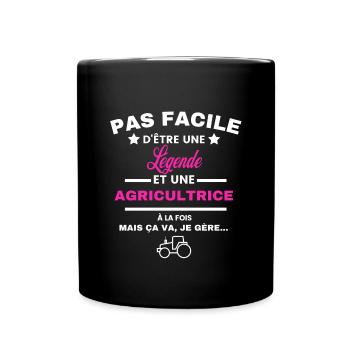 pas facile d'être agricultrice et Légende - Mug uni - noir - Devant