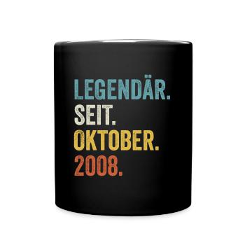 14 Jahre Legendär Seit Oktober 2008 14. Geburtstag - Tasse einfarbig - Schwarz - Vorne